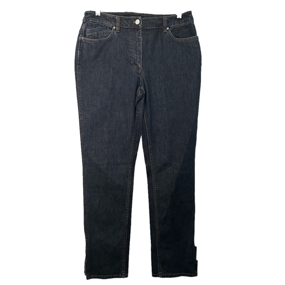 ANNE KLEIN Size 8 Stretch Straight Zippered Leg Dark Wash Jeans